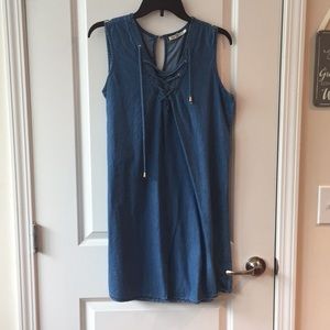Denim lace up dress